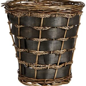 Household Essentials ML-2215 Small Decorative Wicker Waste Basket | Haven Willow and Poplar | Natural Dark Brown