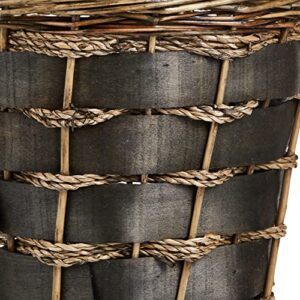 Household Essentials ML-2215 Small Decorative Wicker Waste Basket | Haven Willow and Poplar | Natural Dark Brown