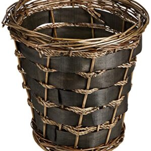 Household Essentials ML-2215 Small Decorative Wicker Waste Basket | Haven Willow and Poplar | Natural Dark Brown
