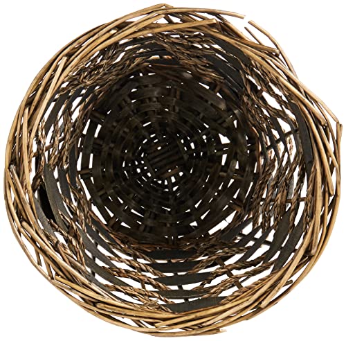 Household Essentials ML-2215 Small Decorative Wicker Waste Basket | Haven Willow and Poplar | Natural Dark Brown