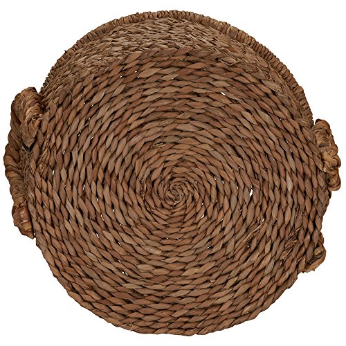 Household Essentials Large Wicker Floor Storage Basket with Braided Handle, Light Brown 19''x 25''