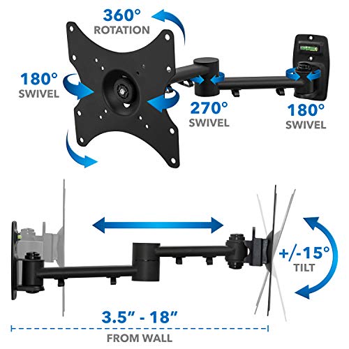 Mount-It! TV Wall Mount Bracket | Quick Release | Full Motion Swing Out Tilt Swivel | Articulating Arm for 13-42" Flat Screens and Monitors | VESA 75 to 200 | 44 Pound Capacity | Anti-Theft Locking