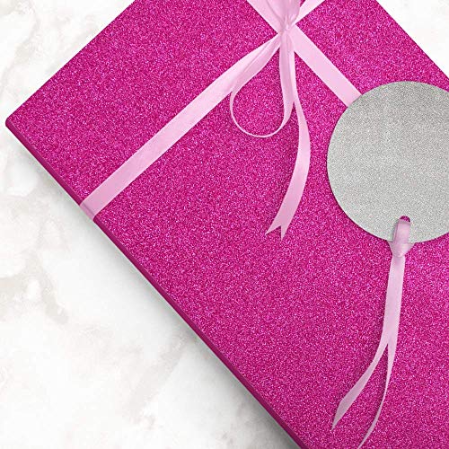 JAM Paper Gift Wrap - Glitter Wrapping Paper - 25 Sq Ft - Fuchsia Hot Pink Glitter - Roll Sold Individually