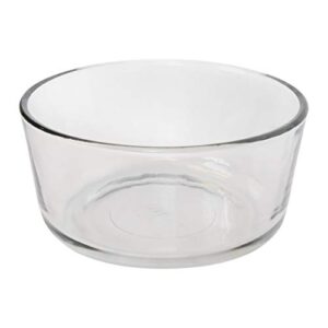 Pyrex (4) 7201 4-Cup Clear Glass Bowls & (4) 7201-PC 4-Cup White Plastic Storage Lids, Made in USA