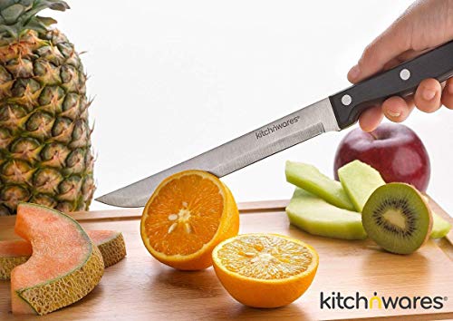 Knife Set With Wooden Block - 15 Piece Set Includes Chef Knife, Bread Knife, Carving Knife, Utility Knife, Paring Knife, Steak Knife, Boning Knife, Scissors And Knife Sharpener. - By Kitch N’ Wares