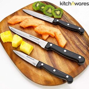 Knife Set With Wooden Block - 15 Piece Set Includes Chef Knife, Bread Knife, Carving Knife, Utility Knife, Paring Knife, Steak Knife, Boning Knife, Scissors And Knife Sharpener. - By Kitch N’ Wares