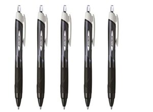 uni-ball jetstream rt retractable roller ball pens rubber grip 1.0mm black ink value set of 5