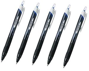 uni-ball jetstream rt retractable roller ball pens rubber grip 1.0mm blue ink value set of 5