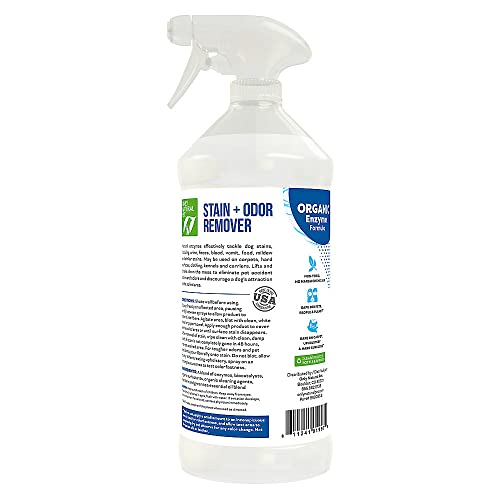 Only Natural Pet Enzyme Powered Stain & Odor Eliminator - Professional Pet Urine Pee Cleaner Deodorizer For Dogs - Hardwood Floors Carpets Upholstery - Fresh Mandarin Orange & Green Tea Scent - 32Floz