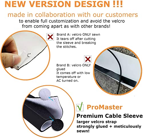 Premium 63'' Cable Management Sleeve, Best Cords Organizer for TV On Wall, Desk, Computer, Office, Home - DIY Adjustable Reversible Black and White Neoprene Cord Hider Wire Cover Concealer Wrap