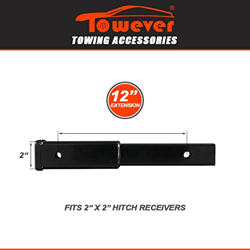 Towever 84433 Trailer Hitch Extension, Hitch Extender for 2 Hitch receivers, 12 inches Length, 3,500 lbs. GTW