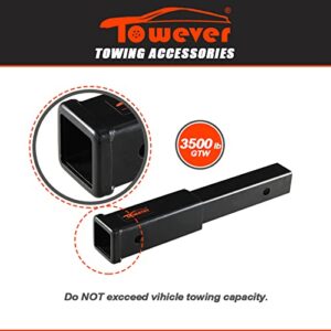 Towever 84433 Trailer Hitch Extension, Hitch Extender for 2 Hitch receivers, 12 inches Length, 3,500 lbs. GTW