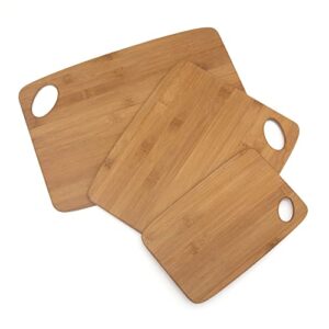 lipper international bamboo wood thin cutting board with oval hole in corner, assorted sizes, set of 3