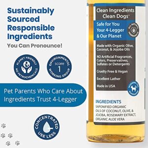 4Legger Organic Dog Shampoo USDA Certified, Hypoallergenic Dog Shampoo, Dog Coconut Shampoo, Gentle Fragrance Free Dog Shampoo with Aloe for Soothing Relief of Dry, Itchy, Sensitive Allergy Skin 16 oz