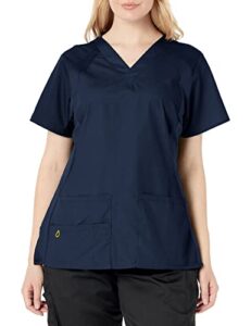 wonderwink womens origins lima plus size women's top medical scrubs shirt, navy, xx-large us