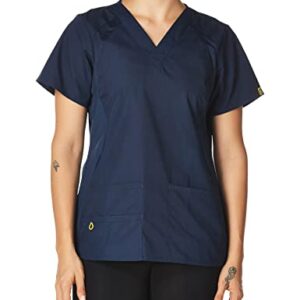 WonderWink Womens Origins Lima Plus Size Women's Top Medical Scrubs Shirt, Navy, XX-Large US