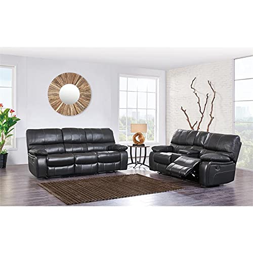 Global Furniture Console Reclining Loveseat, Grey/Black