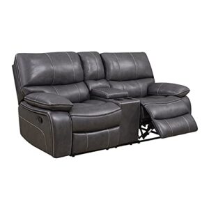 global furniture console reclining loveseat, grey/black