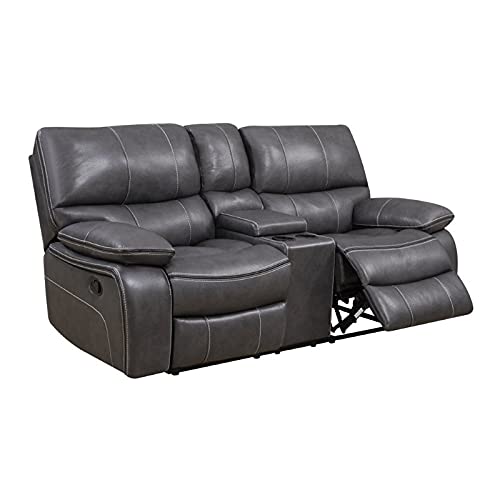 Global Furniture Console Reclining Loveseat, Grey/Black