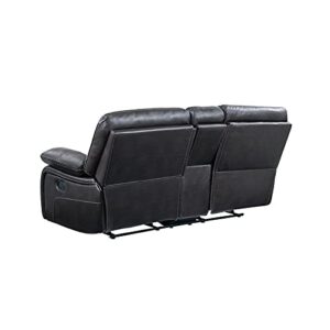 Global Furniture Console Reclining Loveseat, Grey/Black