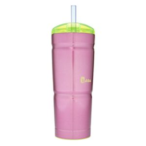 bubba envy s vacuum-insulated stainless steel tumbler with lid and straw, 24oz reusable iced coffee or water cup, bpa-free travel tumbler, paradise purple