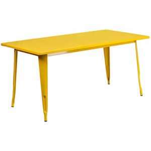 flash furniture charis commercial grade 31.5" x 63" rectangular green metal indoor-outdoor table