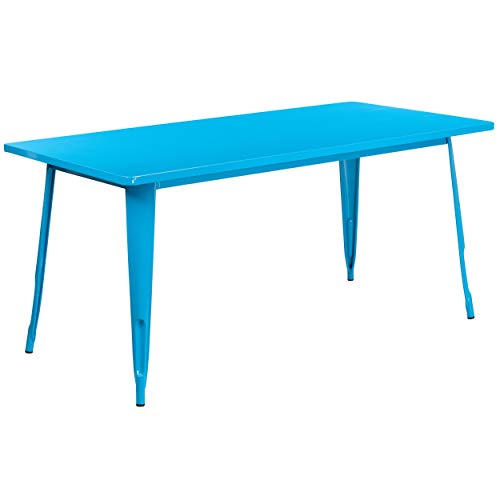 Flash Furniture Charis Commercial Grade 31.5" x 63" Rectangular Green Metal Indoor-Outdoor Table