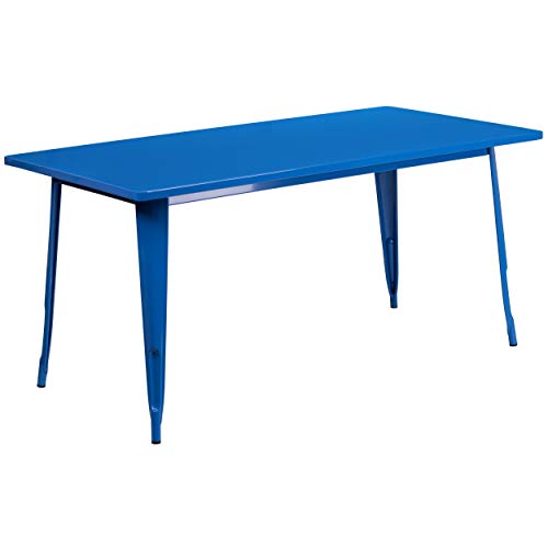 Flash Furniture Charis Commercial Grade 31.5" x 63" Rectangular Green Metal Indoor-Outdoor Table