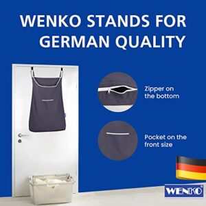 WENKO Laundry Hamper Bag Hanging, Over The Door Basket with Hooks for Bathroom, Closet, Space Saving Storage, Wall Mounted, 3.94 x 20.47 x 31.89 in, Gray