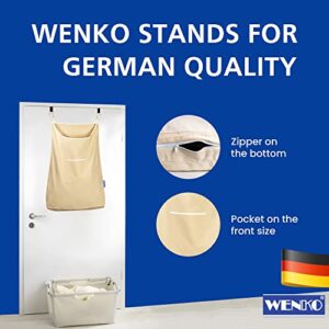 WENKO Laundry Hamper Bag Hanging, Over The Door Basket with Hooks, for Bathroom, Closet, Space Saving Storage, Wall mounted 3.94 x 20.47 x 31.89 in, Beige