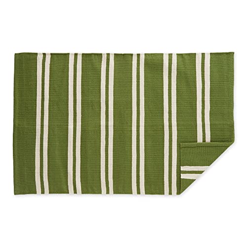 DII Cabana Double Stripe Reversible Indoor/Outdoor Woven Area Rug, 30x48, Green