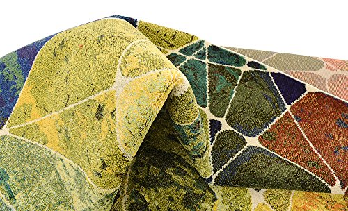 Unique Loom Estrella Collection Mosaic, Distressed, Modern, Abstract, Bright Colors Area Rug, 9 ft x 12 ft, Multi/Green