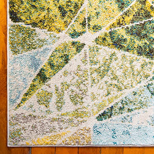 Unique Loom Estrella Collection Mosaic, Distressed, Modern, Abstract, Bright Colors Area Rug, 9 ft x 12 ft, Multi/Green