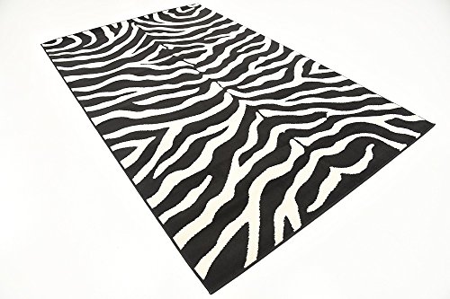 Unique Loom Wildlife Collection Animal Inspired with Zebra Design Area Rug, 5 x 8 ft, Black/Ivory