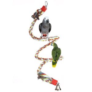 jusney bird perch, large parrot toys 63 inch climbing rope bungee bird toys