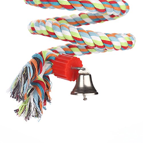 Jusney Bird Perch, Large Parrot Toys 63 Inch Climbing Rope Bungee Bird Toys