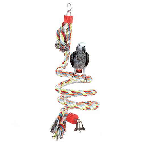 Jusney Bird Perch, Large Parrot Toys 63 Inch Climbing Rope Bungee Bird Toys