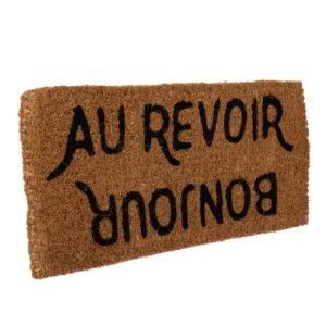 creative co-op bonjour/au revoir natural coir doormat, 32" x 16"