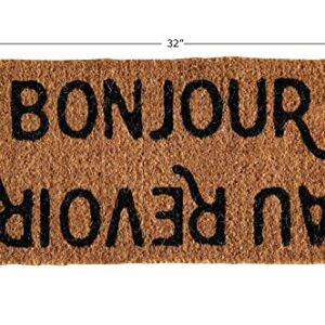 Creative Co-Op Bonjour/Au Revoir Natural Coir Doormat, 32" x 16"