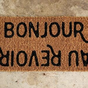 Creative Co-Op Bonjour/Au Revoir Natural Coir Doormat, 32" x 16"