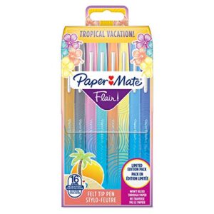 paper mate flair felt tip pens | medium point (0.7mm) | assorted tropical vacation colours | 16 count pouch
