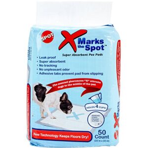 spot x marks the super absorbent pee pads | puppy pads | puppy pads with adhesive | training pads | dog pads | dog pee pads | dog potty pads | adhesive strips | 22"x22" | 50 ct
