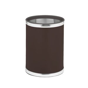 kraftware sophisticates round wastebasket, 11", brown with polised chrome color