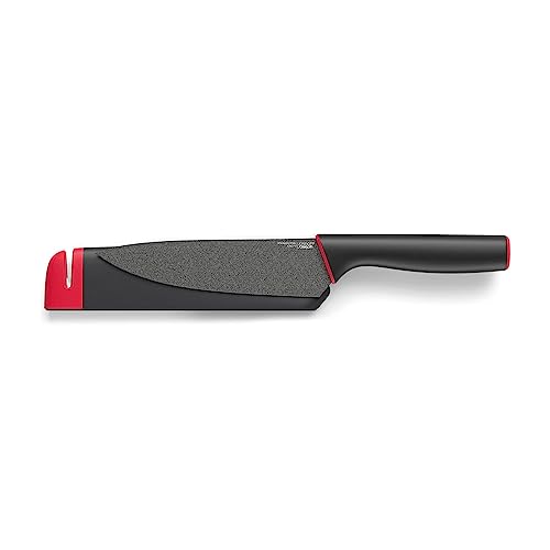 Joseph Joseph Slice & Sharpen 6" Chef's Knive and 3.5" Paring Knife with Sharpening Protective Sheaths, Black