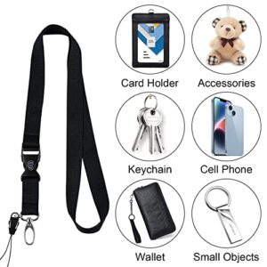 Wisdompro Office Lanyard, 5 Pack 23 inch Neck Lanyard Strap Keychain with Detachable Buckle, Metal Clasp and String Loop for Keys, ID Badges, USB, Phones, Card Holder, Name Tags - Black
