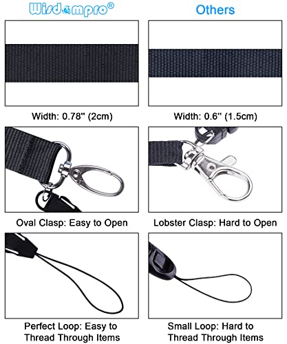 Wisdompro Office Lanyard, 5 Pack 23 inch Neck Lanyard Strap Keychain with Detachable Buckle, Metal Clasp and String Loop for Keys, ID Badges, USB, Phones, Card Holder, Name Tags - Black