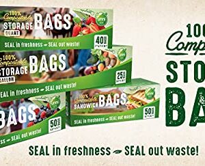 UNNI 100% Compostable Snack Bags, Resealable Compostable Food Storage Bags, 50 Count, 6.5 x 3.7 inches, Earth Friendly Highest ASTM D6400, US BPI and Europe OK Compost Certified, San Francisco