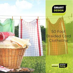 Smart Design All Purpose Weather Resistant Clothesline - Flexible Braided Cord - for Hanging, Drying, Clothing, & Linens - Home Organization (1 Line x 50 Feet) [White]