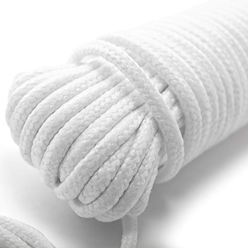 Smart Design All Purpose Weather Resistant Clothesline - Flexible Braided Cord - for Hanging, Drying, Clothing, & Linens - Home Organization (1 Line x 50 Feet) [White]