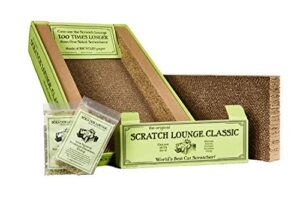 scratch lounge cardboard cat scratcher & lounger with extra floor refill & catnip - xl 13x22 for large cats - heavy duty reversible durable bed lasts 10x longer than conventional scratchers
